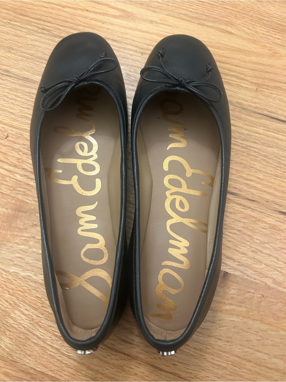 Sam Edelman Black Leather Bow Ballet Flats